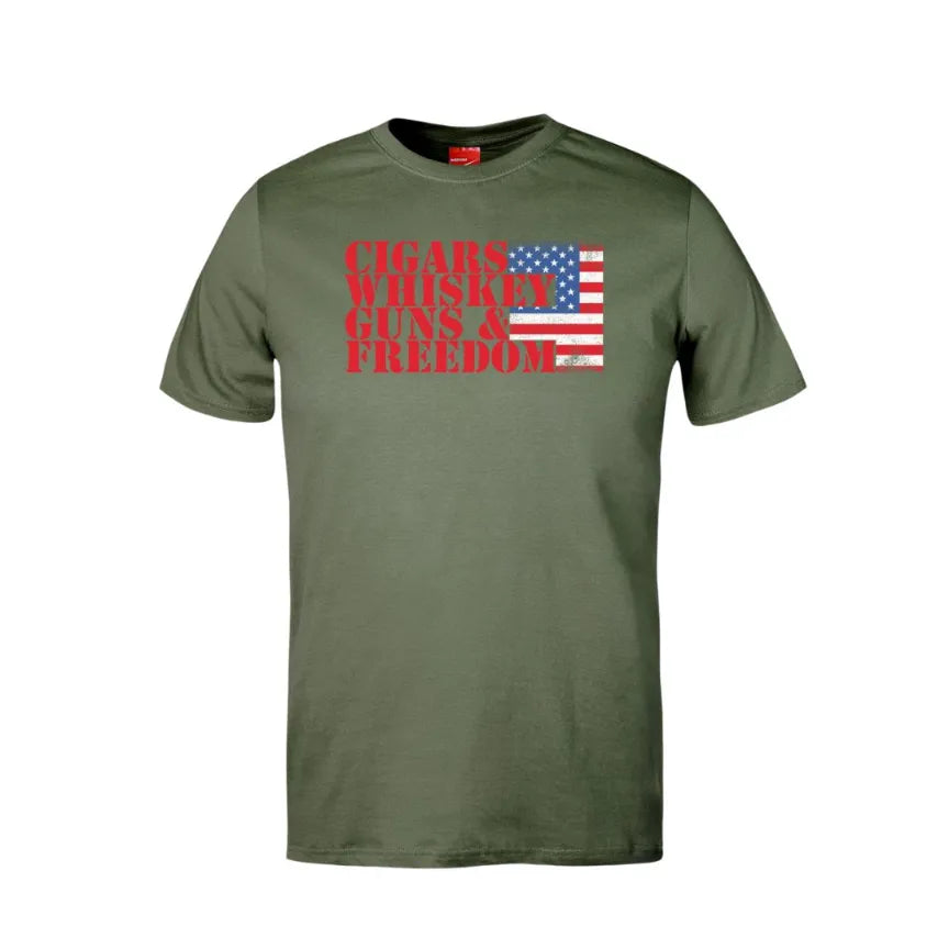 Cigars Whiskey Guns & Freedom Cotton T-Shirt