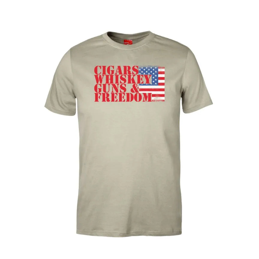Cigars Whiskey Guns & Freedom Cotton T-Shirt
