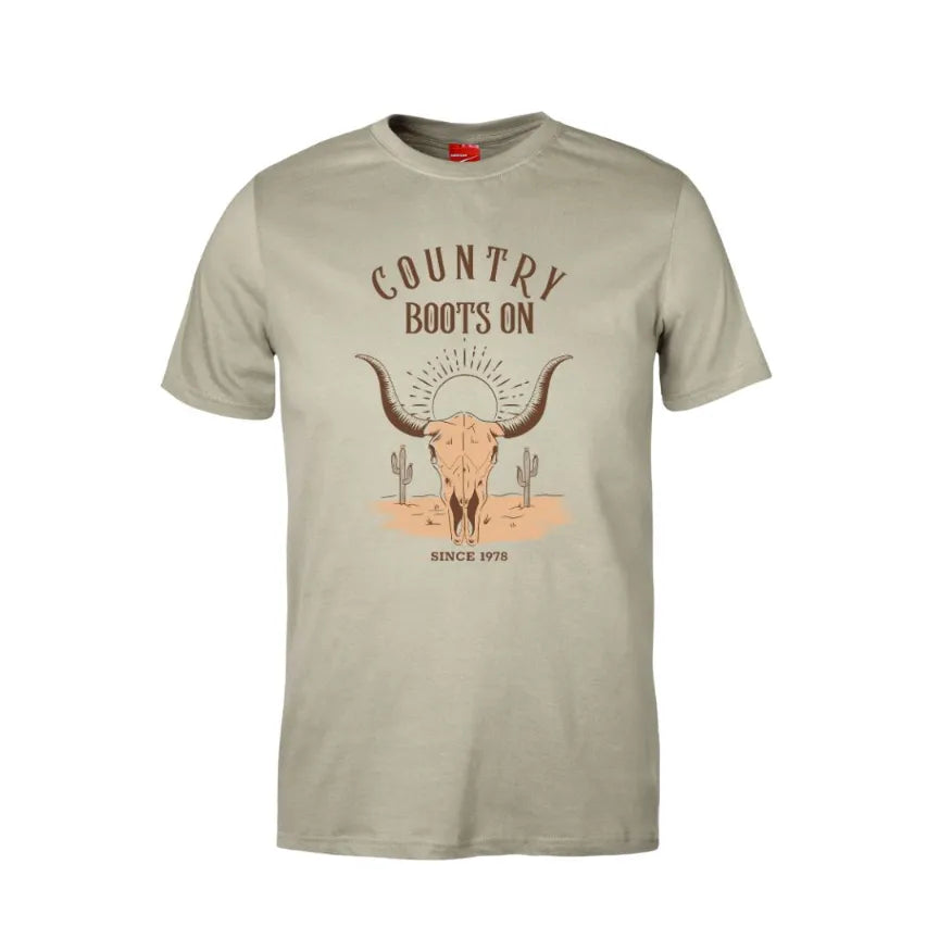 Country Boots On Cotton T-Shirt