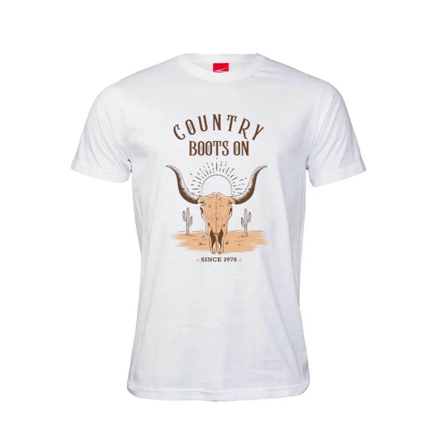 Country Boots On Cotton T-Shirt