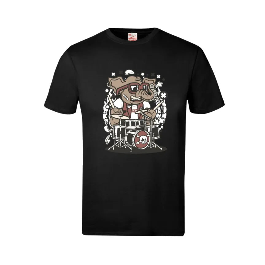 Elephant Drummer Kids Cotton T-Shirt