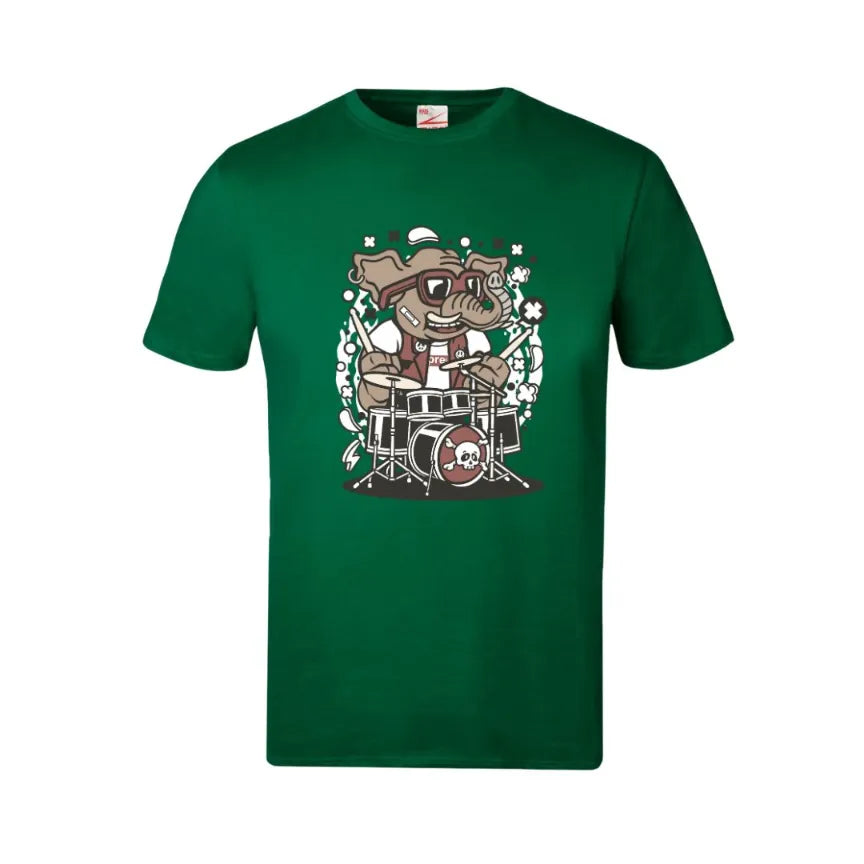Elephant Drummer Kids Cotton T-Shirt