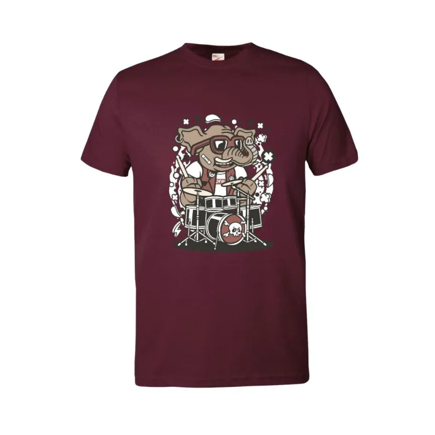 Elephant Drummer Kids Cotton T-Shirt