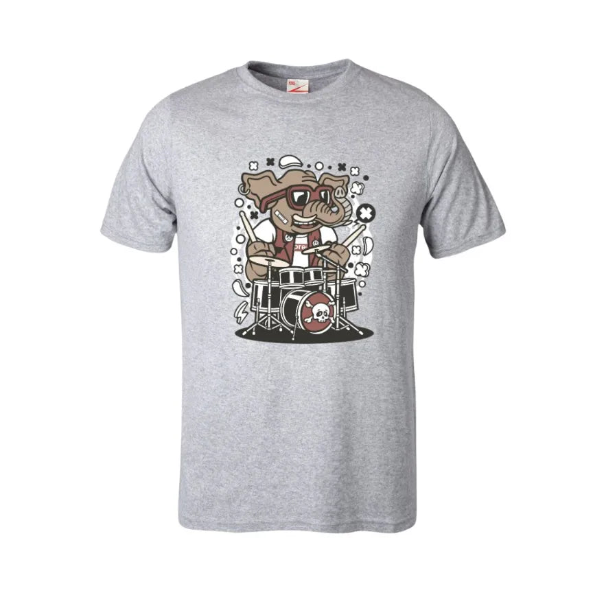 Elephant Drummer Kids Cotton T-Shirt