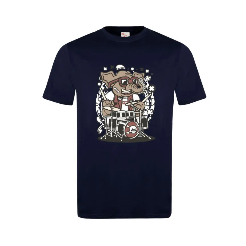 Elephant Drummer Kids Cotton T-Shirt
