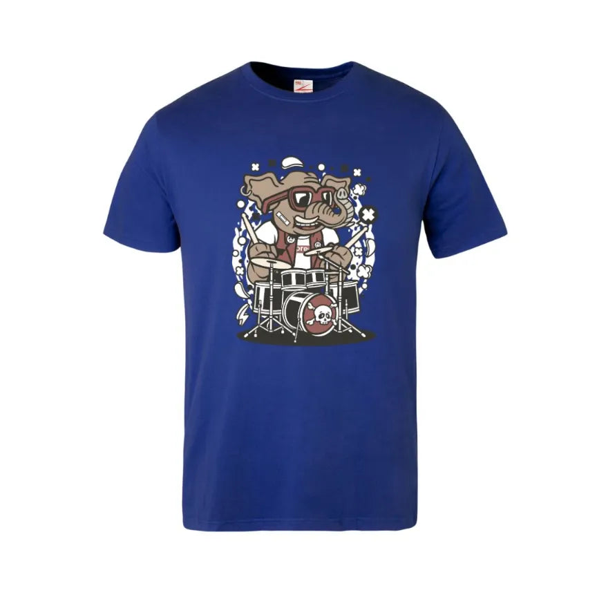 Elephant Drummer Kids Cotton T-Shirt