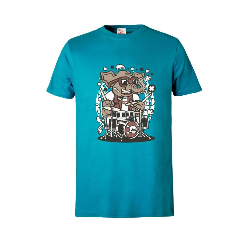 Elephant Drummer Kids Cotton T-Shirt