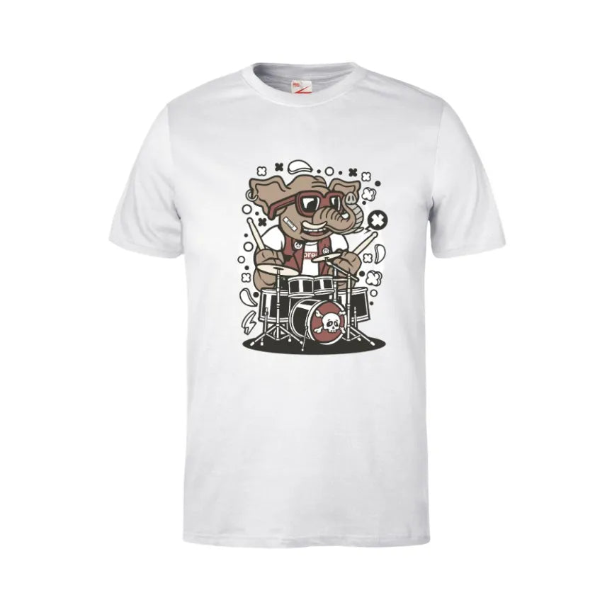 Elephant Drummer Kids Cotton T-Shirt