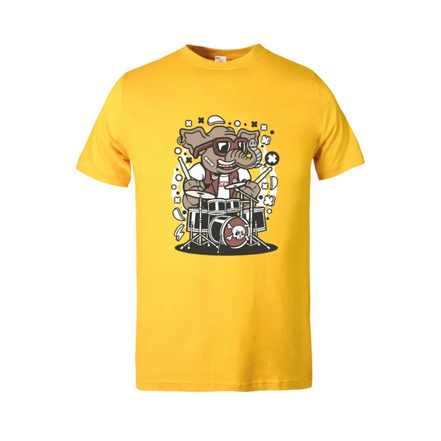 Elephant Drummer Kids Cotton T-Shirt