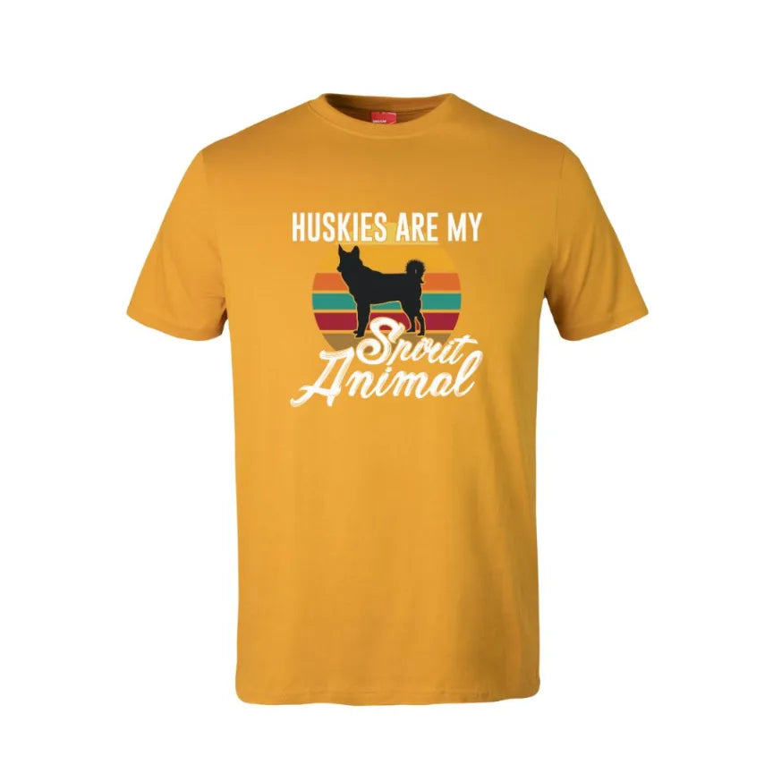 Huskies Are My Spirit Animal Cotton T-Shirt