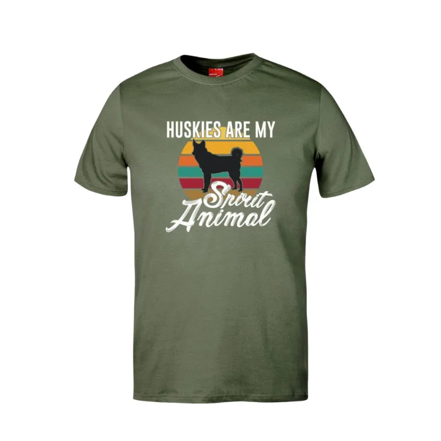 Huskies Are My Spirit Animal Cotton T-Shirt