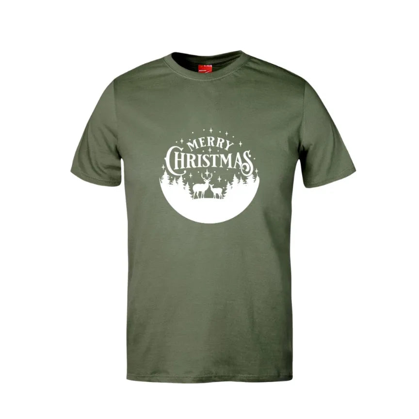 Merry Christmas Round Cotton T-Shirt