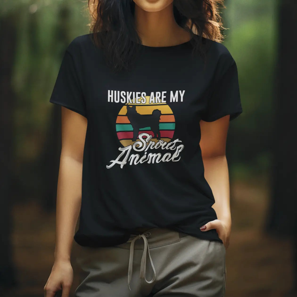 Huskies Are My Spirit Animal Cotton T-Shirt