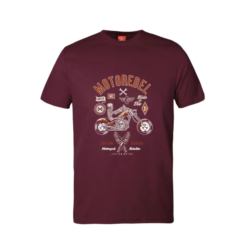 Moto Rebel Skull Cotton T-Shirt