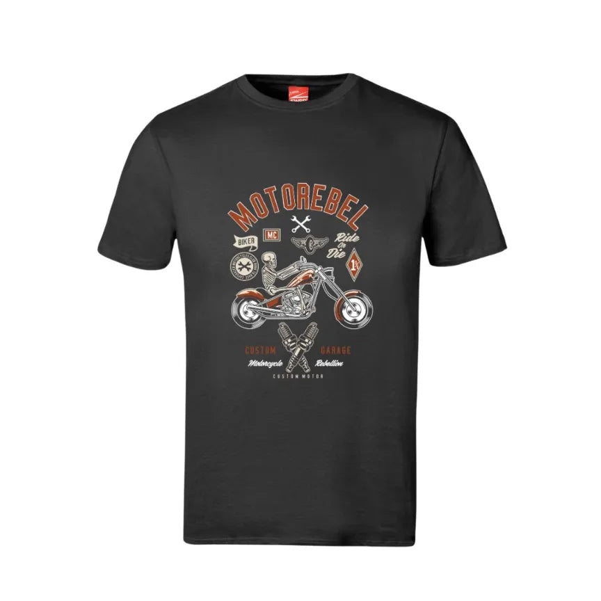 Moto Rebel Skull Cotton T-Shirt