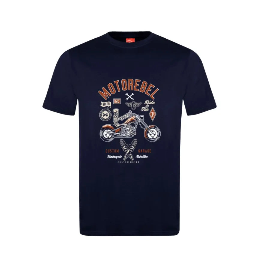 Moto Rebel Skull Cotton T-Shirt