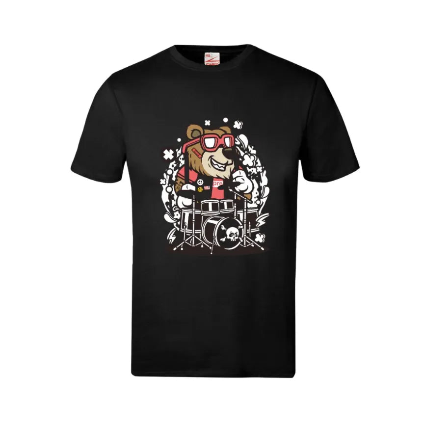 Bear Drummer Kids Cotton T-Shirt