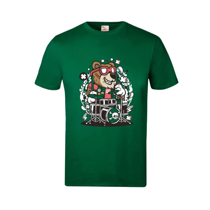 Bear Drummer Kids Cotton T-Shirt