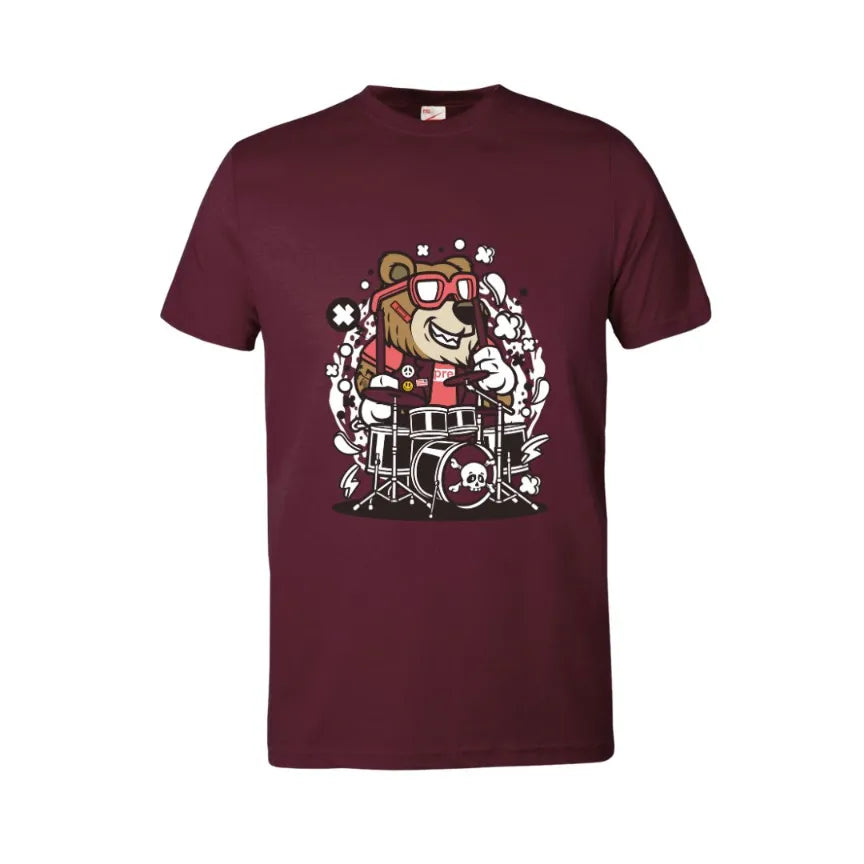 Bear Drummer Kids Cotton T-Shirt