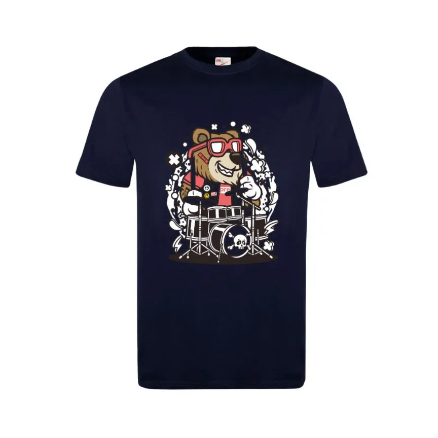 Bear Drummer Kids Cotton T-Shirt