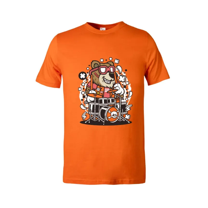 Bear Drummer Kids Cotton T-Shirt