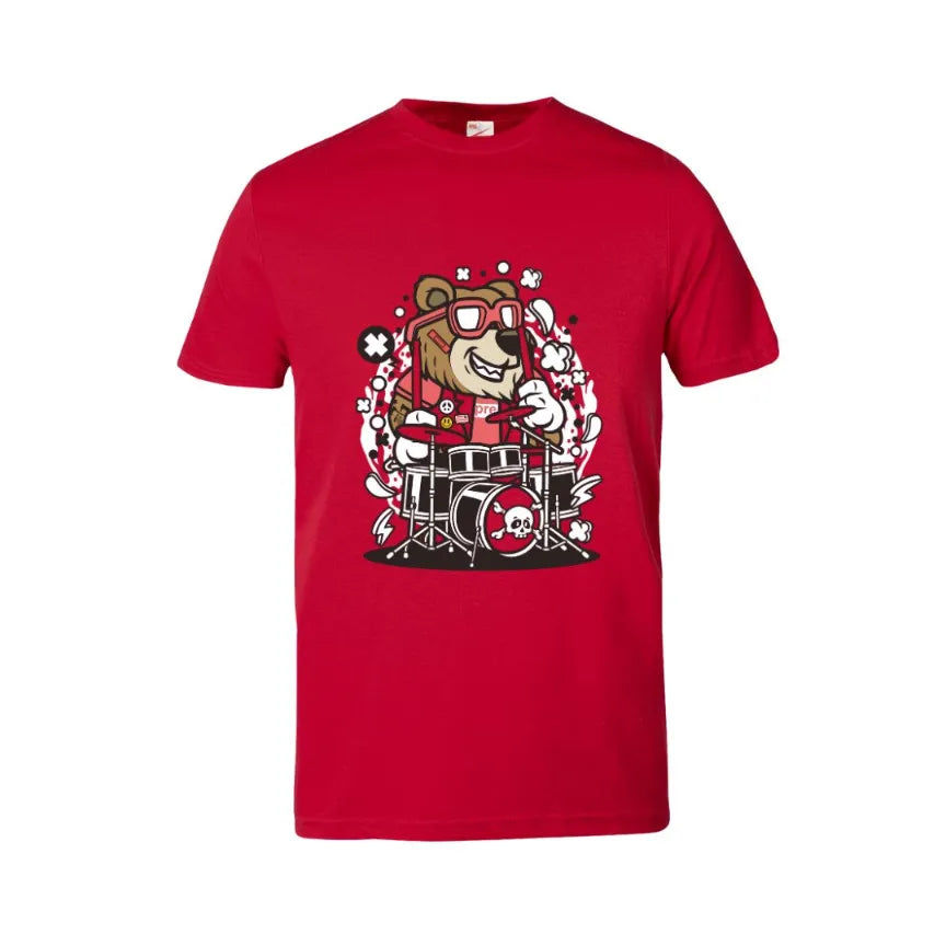 Bear Drummer Kids Cotton T-Shirt