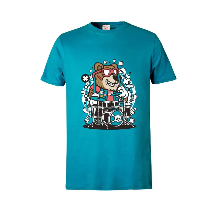 Bear Drummer Kids Cotton T-Shirt