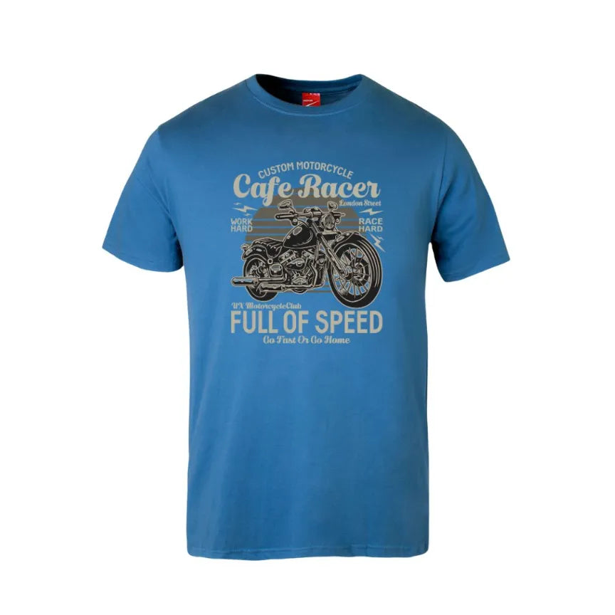 Custom Motorcycle Cafe Racer Full Of Speed Cotton T-Shirt