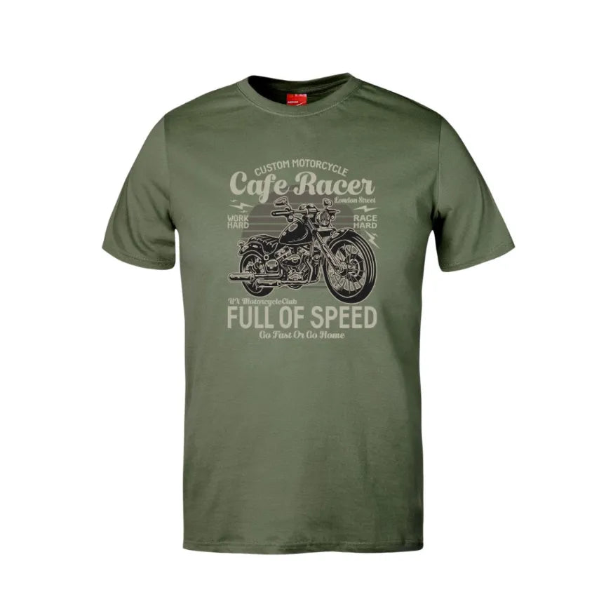 Custom Motorcycle Cafe Racer Full Of Speed Cotton T-Shirt