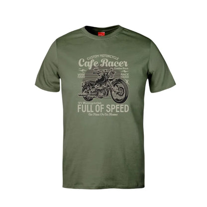 Custom Motorcycle Cafe Racer Full Of Speed Cotton T-Shirt