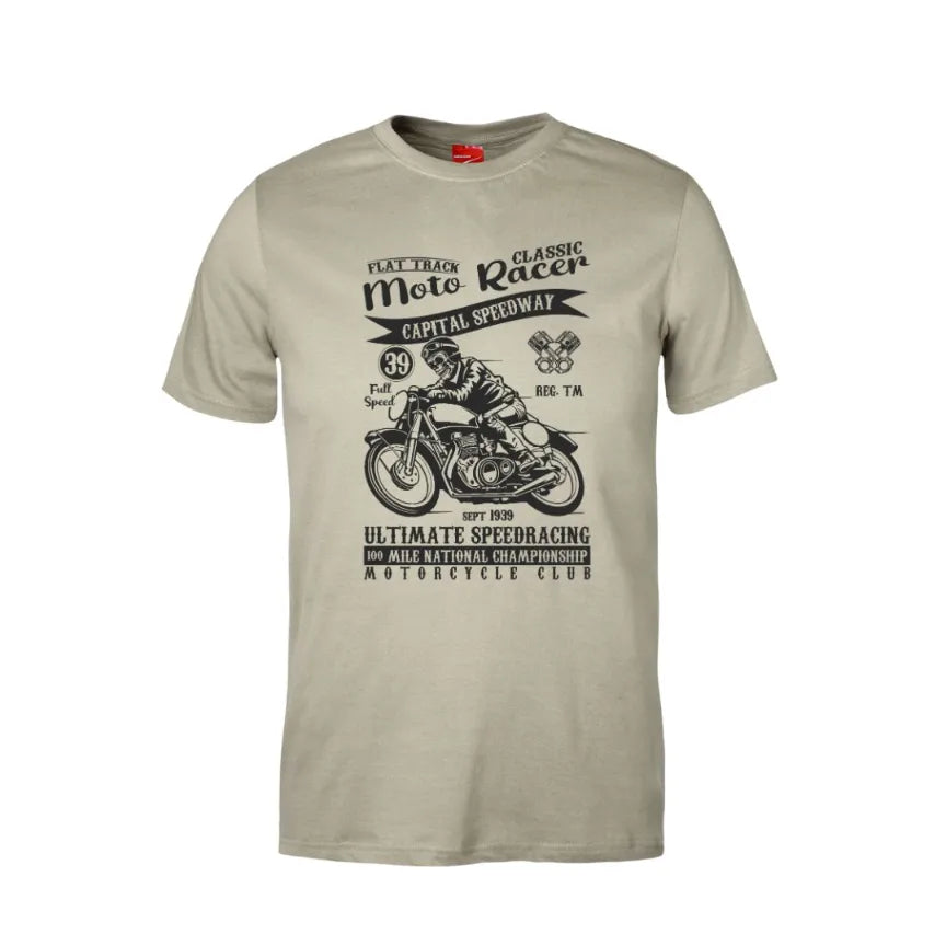 Flat Track Motor Racer Cotton T-Shirt