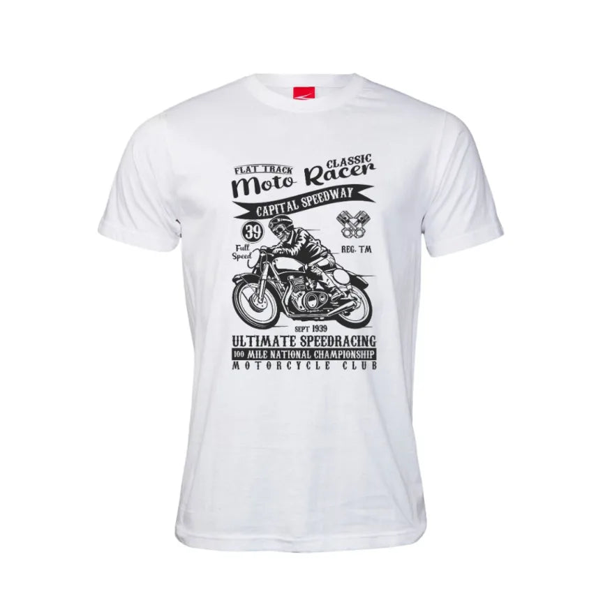 Flat Track Motor Racer Cotton T-Shirt