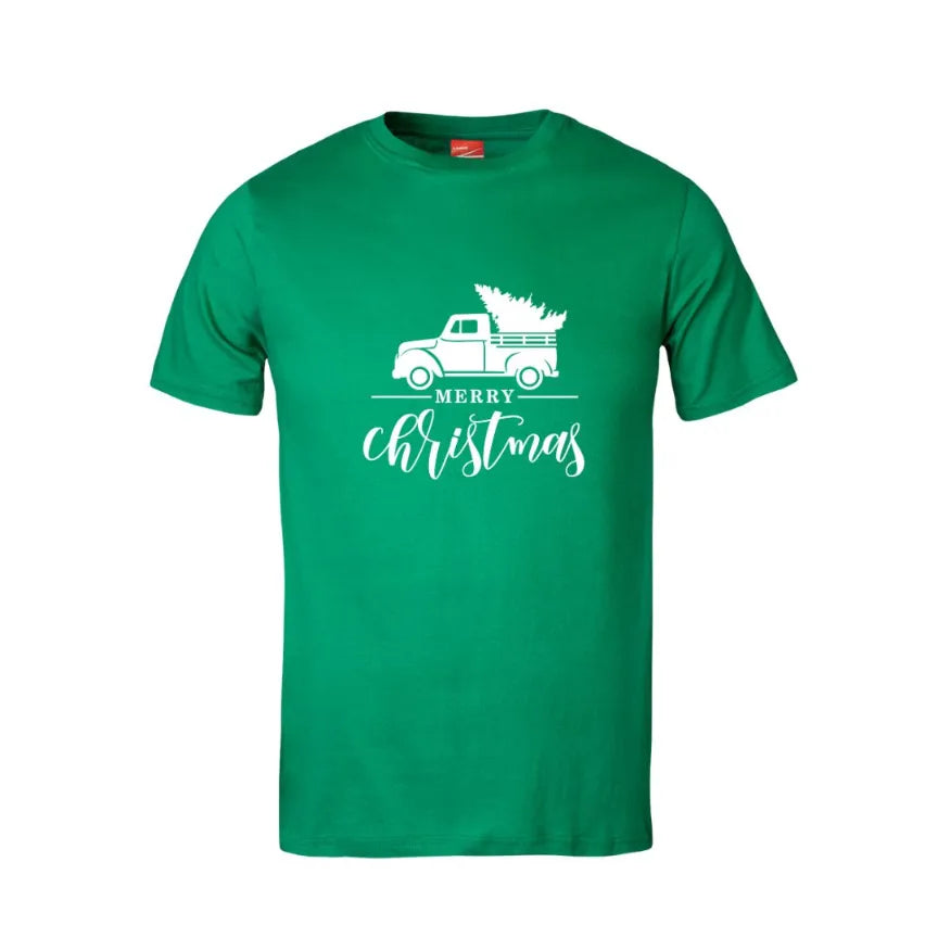 Merry Christmas Truck Cotton T-Shirt