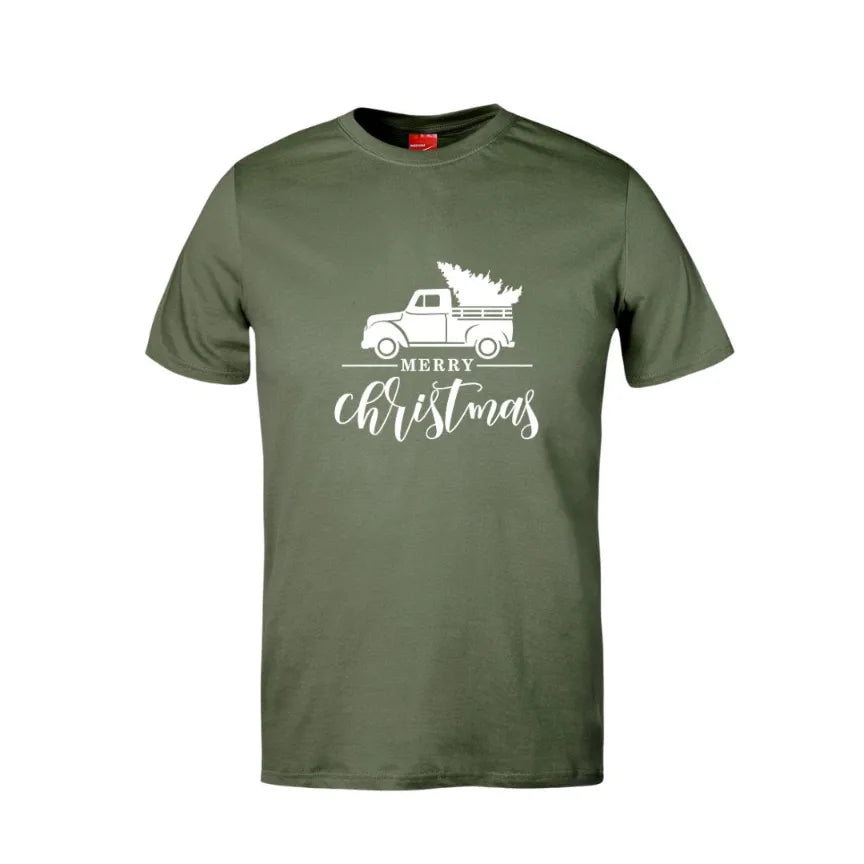 Merry Christmas Truck Cotton T-Shirt
