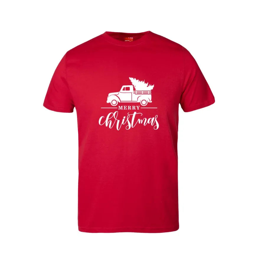 Merry Christmas Truck Cotton T-Shirt