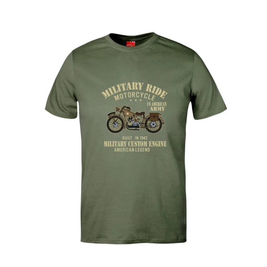 Military Ride Motorcycle Cotton T-Shirt