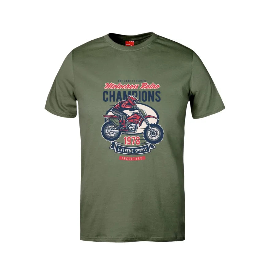 Motocross Retro Champions Cotton T-Shirt