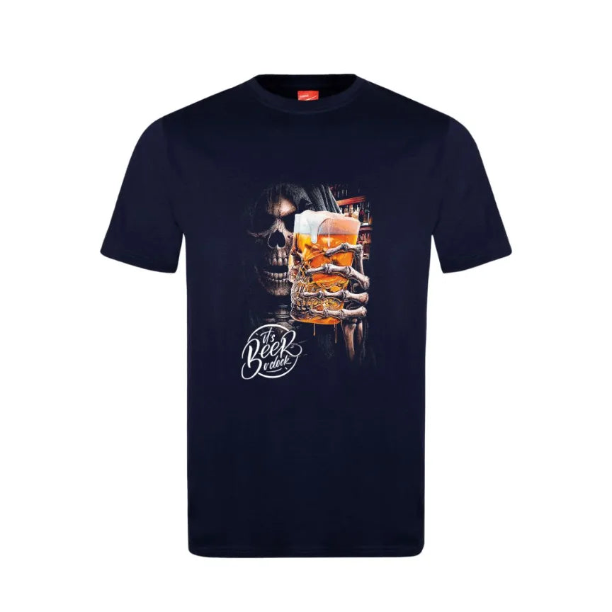 Skull Beer O Clock Cotton T-Shirt