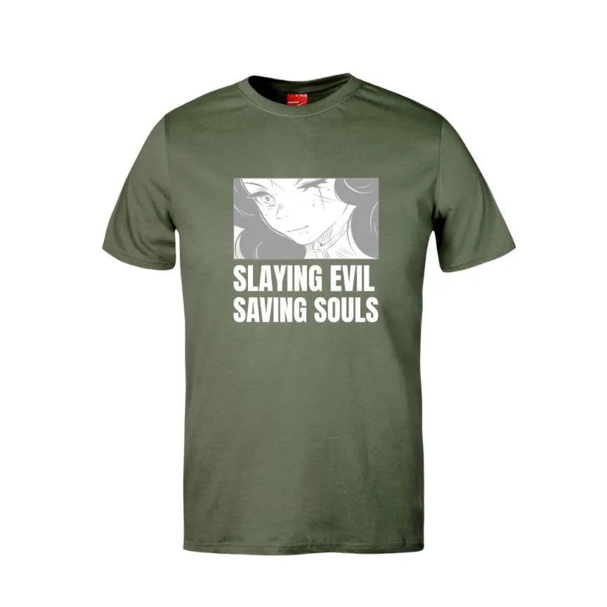 Slaying Evil Saving Souls Cotton T-Shirt